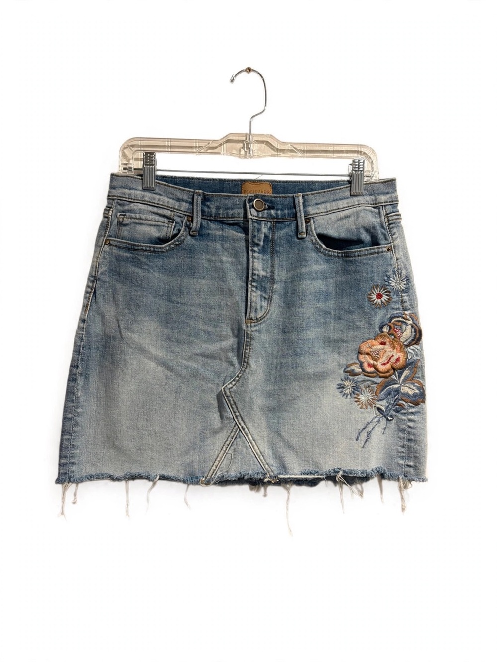 DRIFTWOOD Light Blue Embroidered Denim Mini Skirt